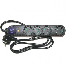 Πολύπριζο 4Θ. Με Αντικεραυνική Προστασία-Διακόπτη & Καλώδιο 1.5m Μαύρο 15-3151545